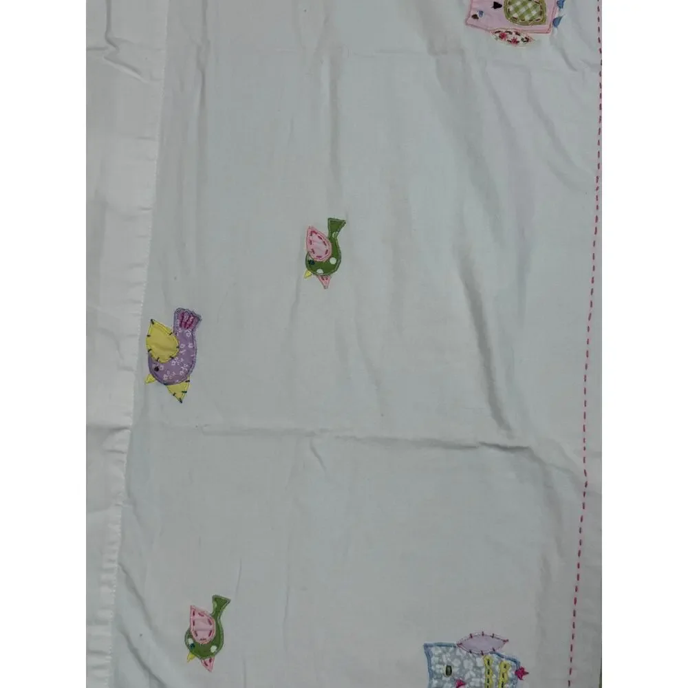 Pottery Barn Kids Hayley Bird Owl Print Set Of 2 Valance Curtains